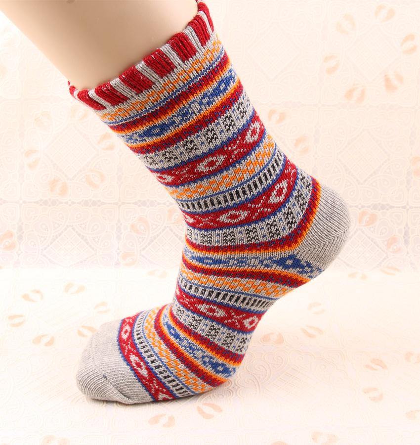 Chalier Men Winter Socks Colorful Stripes Red - CHALIER