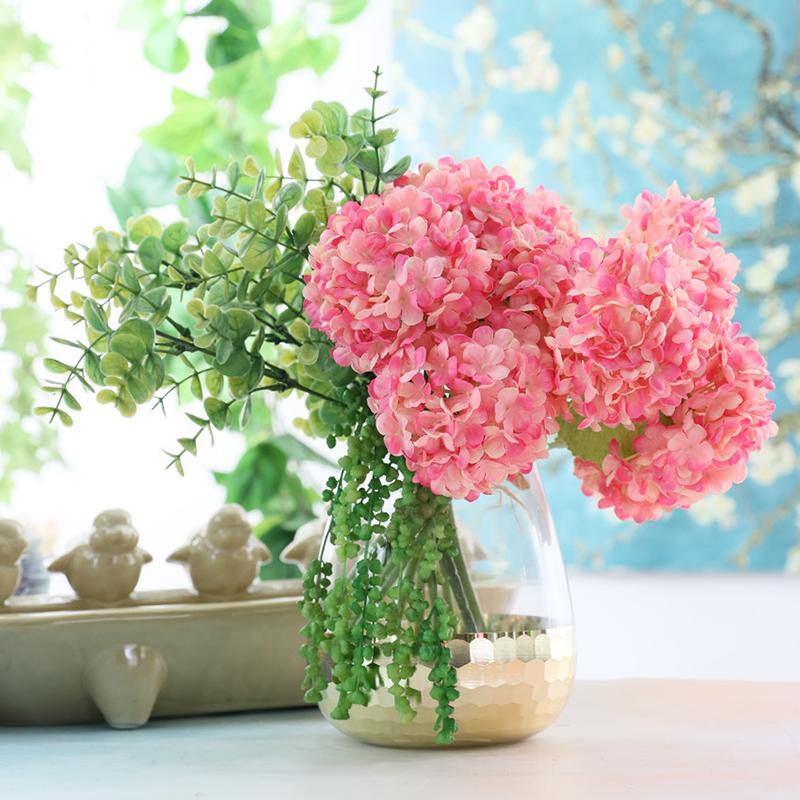 Artificial Flowers Silk Heads Hydrangea with Stems for Wedding Home Shop Party Decoration - CHALIER