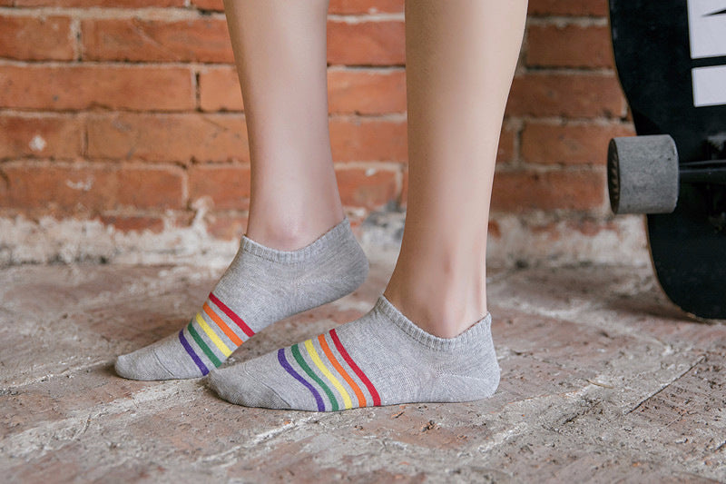 Chalier Women Cotton Socks Rainbow Stripe