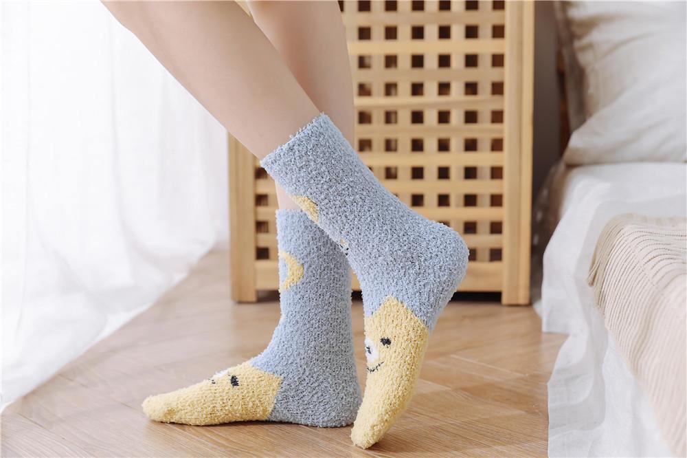 Womens Winter Warm Fuzzy Slipper Socks Cute Animals Socks Set 6 Pairs - CHALIER