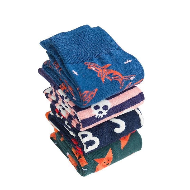 Chalier Men Cotton Socks Cartoon Animals 4 Pack - CHALIER