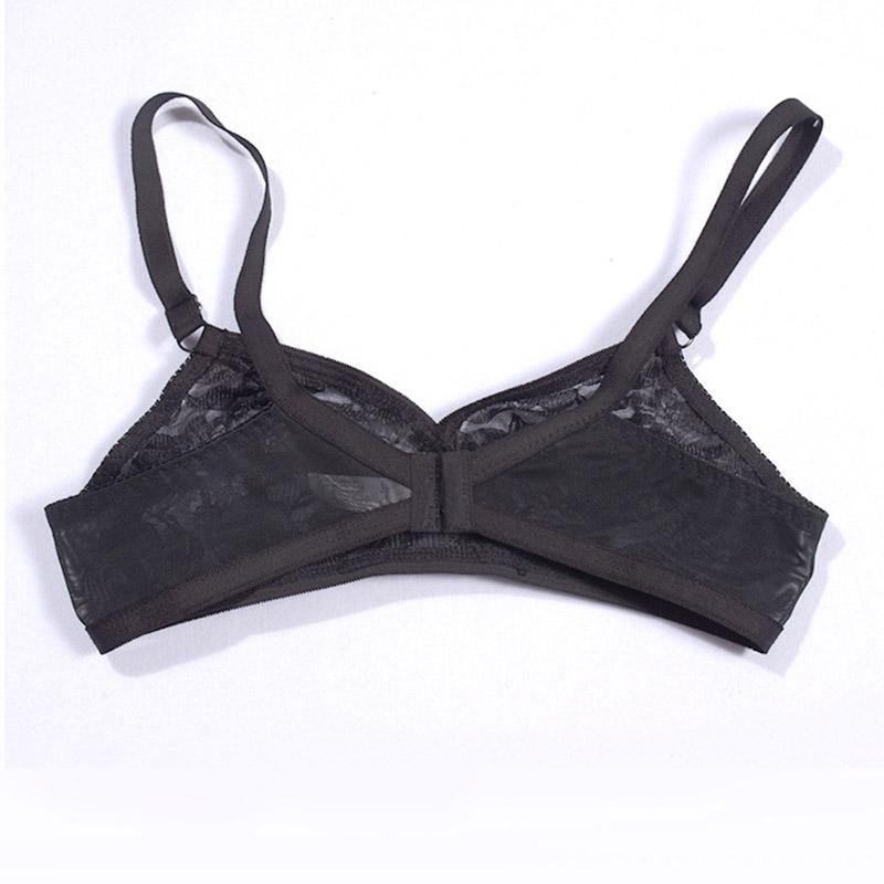 Plus Size Bralette Black Sexy Lace Ultra-thin Comfortable 36DD Full Coverage Bra - CHALIER