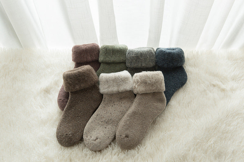 Women Winter Thickening Wool Socks Snow Boots Slipper Ski Home Socks Family 7 Pairs