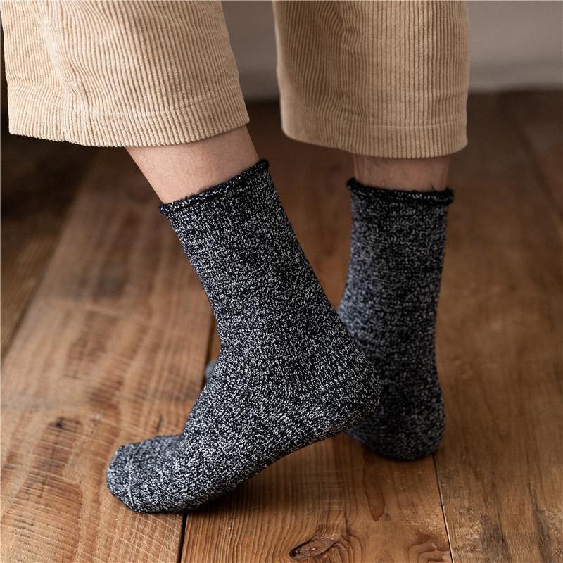 Men's Winter Athletic Outdoor Sports Socks Warm Thick Socks Cozy Wool Crew Socks 6 Pairs - CHALIER