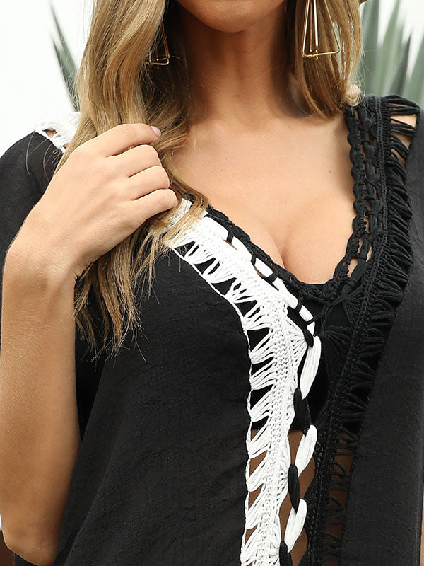 Women's Plus Size Loose Split Maxi Dress V-Neck Beach Smock