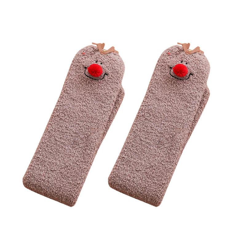 Womens Cozy Slipper Thick Socks Winter Soft Warm Fuzzy Stocking Leg Warm Socks Knee High - CHALIER