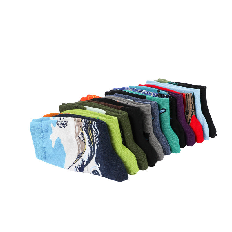 Chalier Mens Casual Crew Art Paiting Socks Set