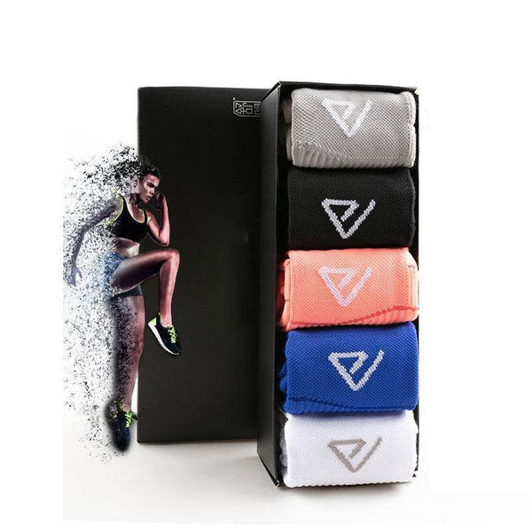 Mens Athletic Thickened Socks Unisex Sports Running Hiking Breathable Socks Set 5 Pairs - CHALIER