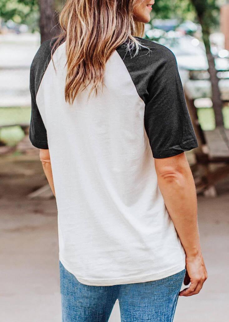 Women Letter Printed Casual Short Sleeve T-Shirt - CHALIER