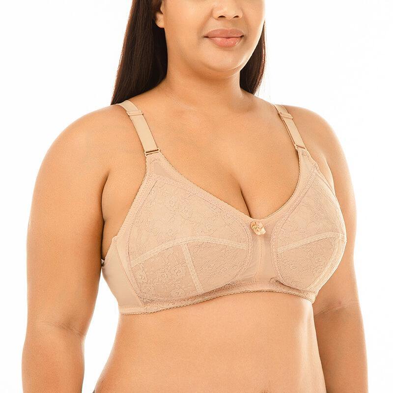 Womens Plus Size Padded Sexy Comfort Jacquard Pattern Push Up Bra - CHALIER