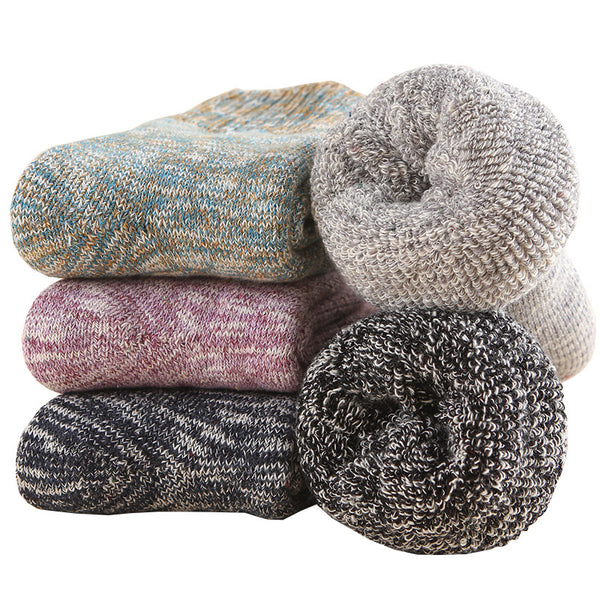 Womens Cotton Winter Knitted Thick Warm Casual Crew Socks 5 Pairs