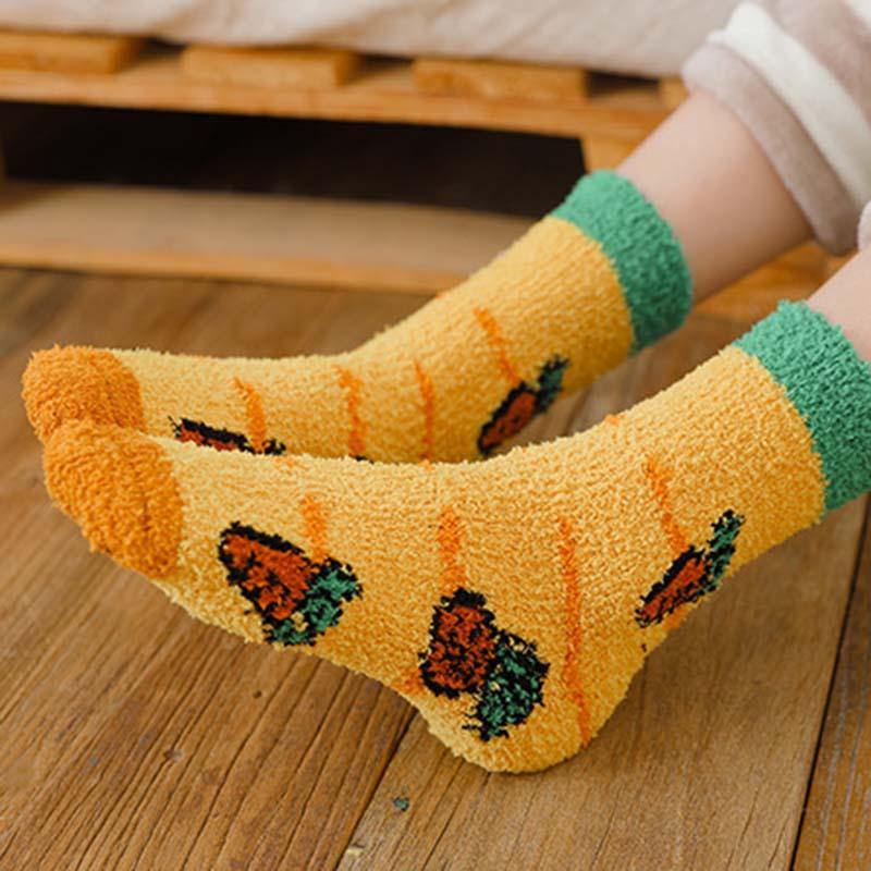 Womens Winter Warm Fuzzy Wool Slipper Socks Set Funny Cute Vegetables Series Set 5 Pairs - CHALIER