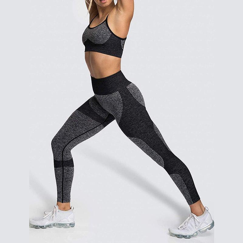 Womens Lace-up Sports Padded Seamless Workout Bra Yoga Running Fitness Bras/Leggings/Suit - CHALIER