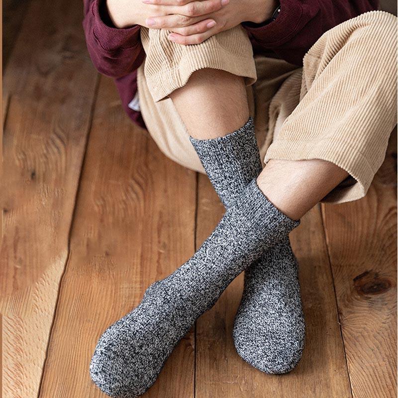 Mens Winter Cozy Wool Crew Socks Super Warm Athletic Outdoor Thick Socks Set 6 Pairs - CHALIER