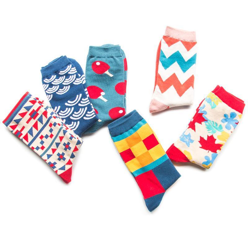 Chalier Men Socks British Style Geometric Pattern 6 Pack - CHALIER