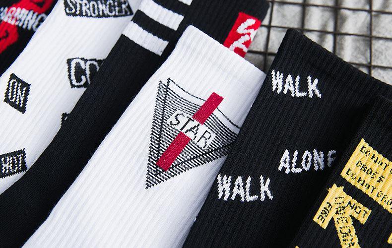 Chalier Men Athletic Socks Hip Hop Style White STAR - CHALIER