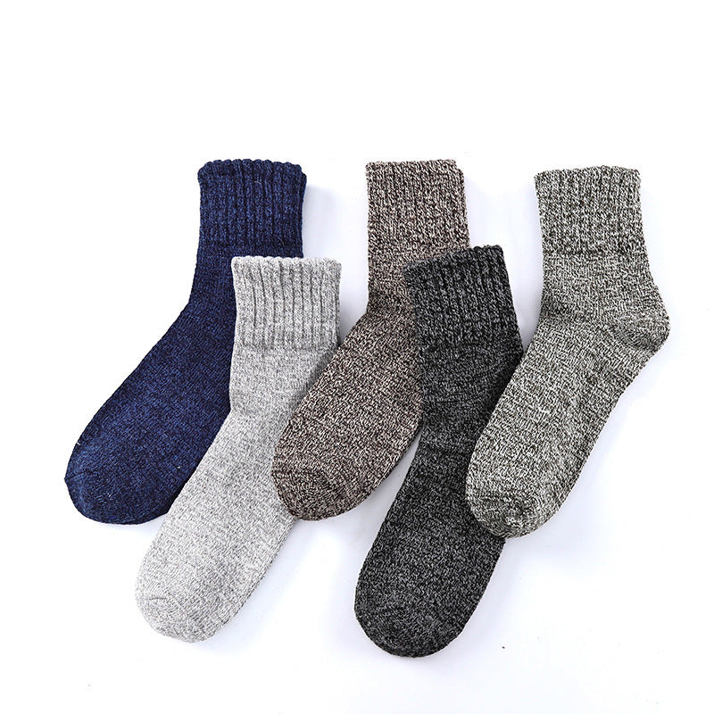 Winter Rabbit Woollen Men Crew Socks 5 Pairs