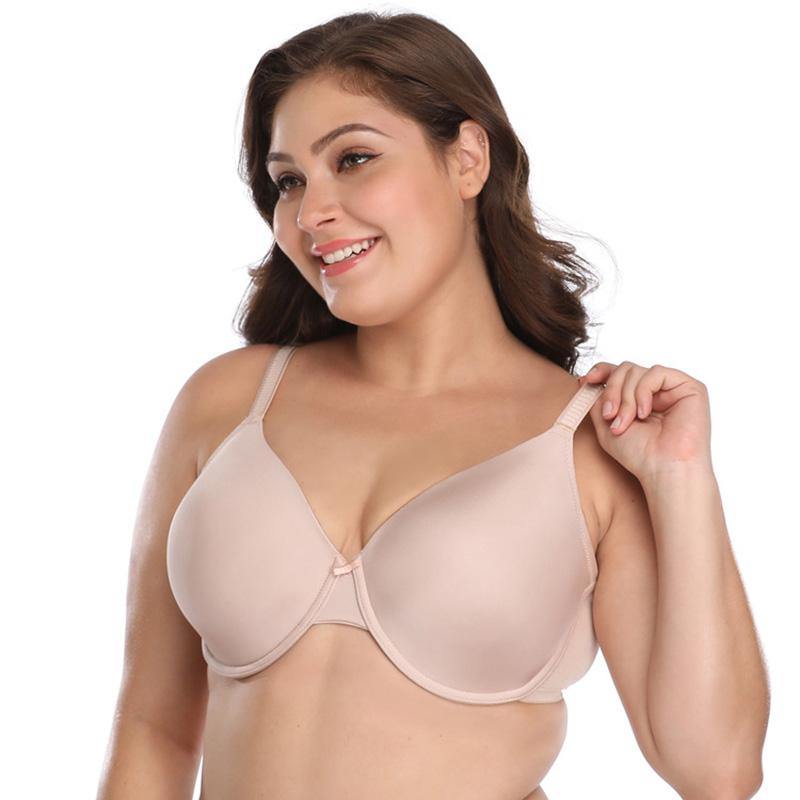 Ultra-thin Womens Solid Plus Size Girl Bra Smooth Silk Classic Underwire Lingerie Full Coverage - CHALIER