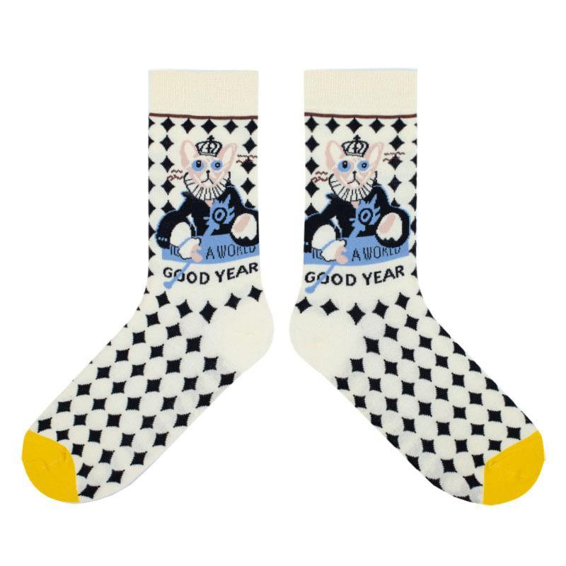 Womens Magical Retro Cat Sweet Cute Socks Lolita Socks - CHALIER