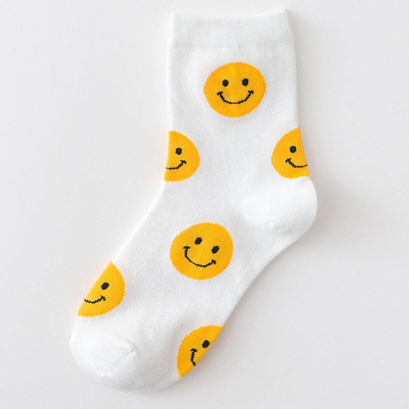 Womens Fun Socks Smiling Face Socks Hearts Cotton Socks Set 5 Pairs - CHALIER