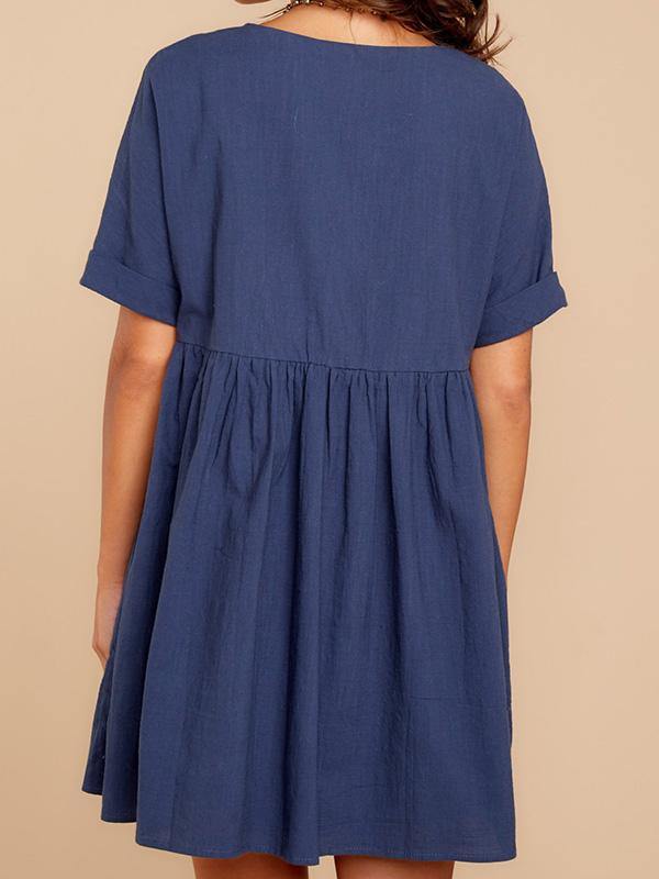 Women's Casual Plus Size V-neck Loose Mini Dress Holiday - CHALIER