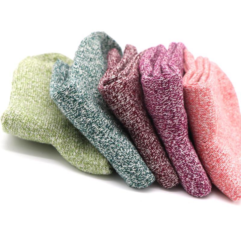 Womens Soft Warm Thick Knit Winter Wool Crew Socks Set 3 pairs - CHALIER