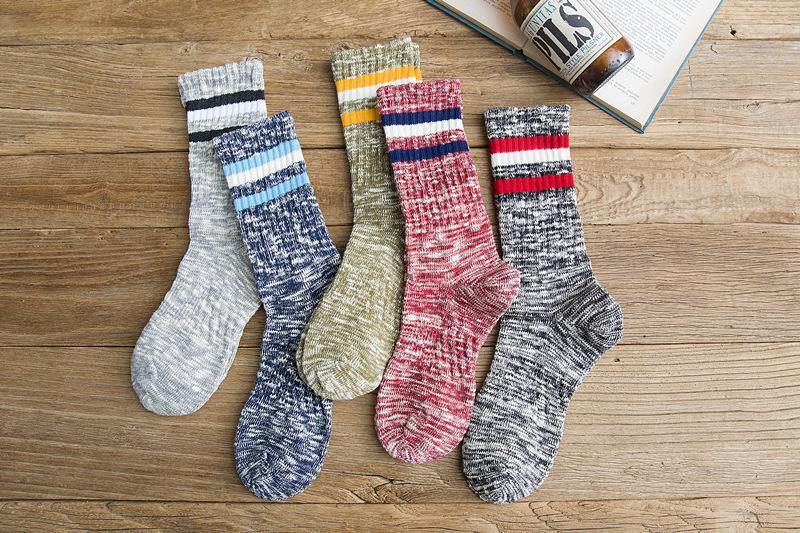 Chalier Men Winter Socks Thicken Warm Stripes 5 Pack - CHALIER