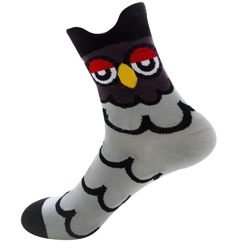 Womens Cotton Crew Fun Socks Cute Owl  Ears Short Socks Set 5 Pairs - CHALIER