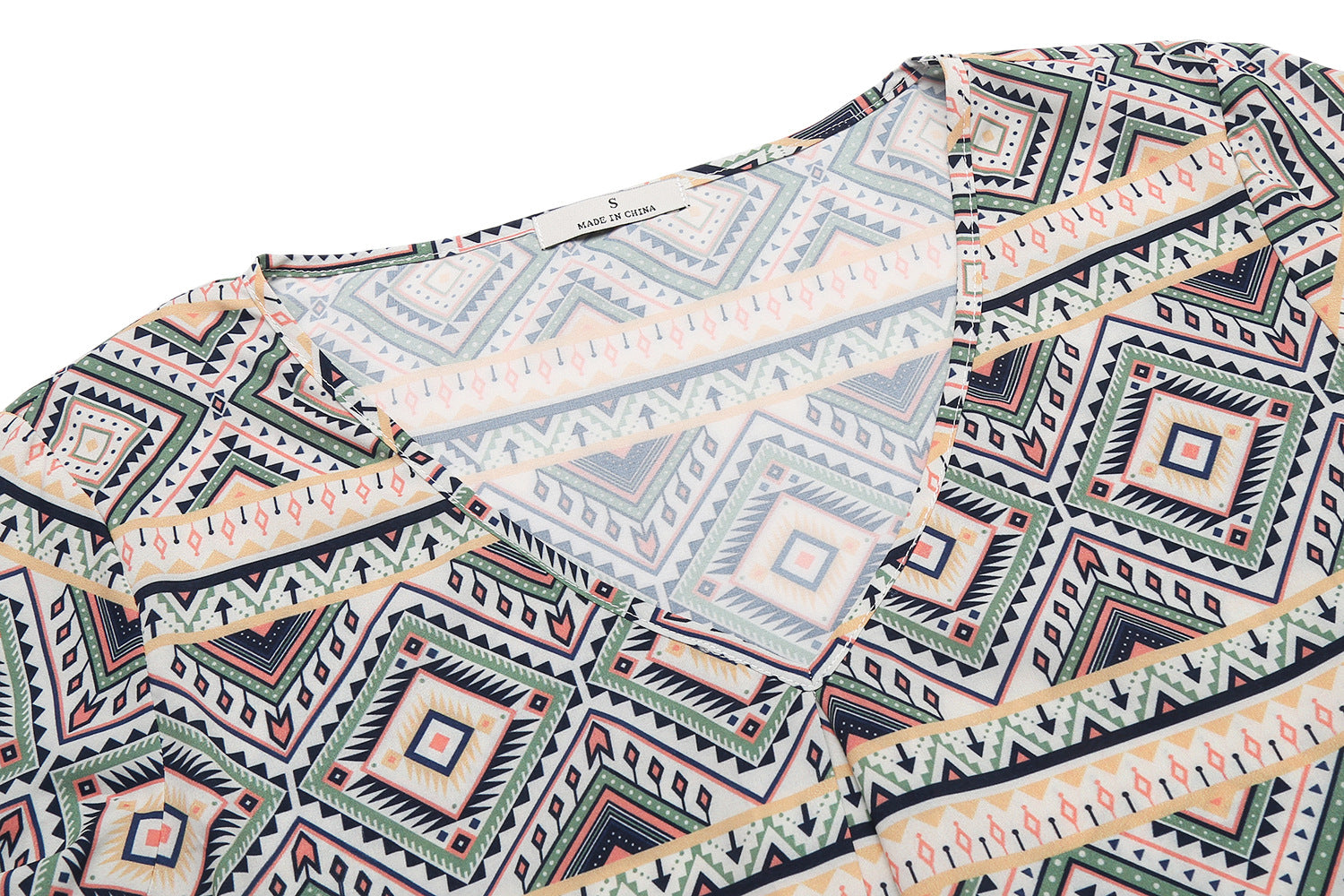 Women's V Neck Sleepwear Loose Nightgown Bohemia Nightshirt Long Sleeves