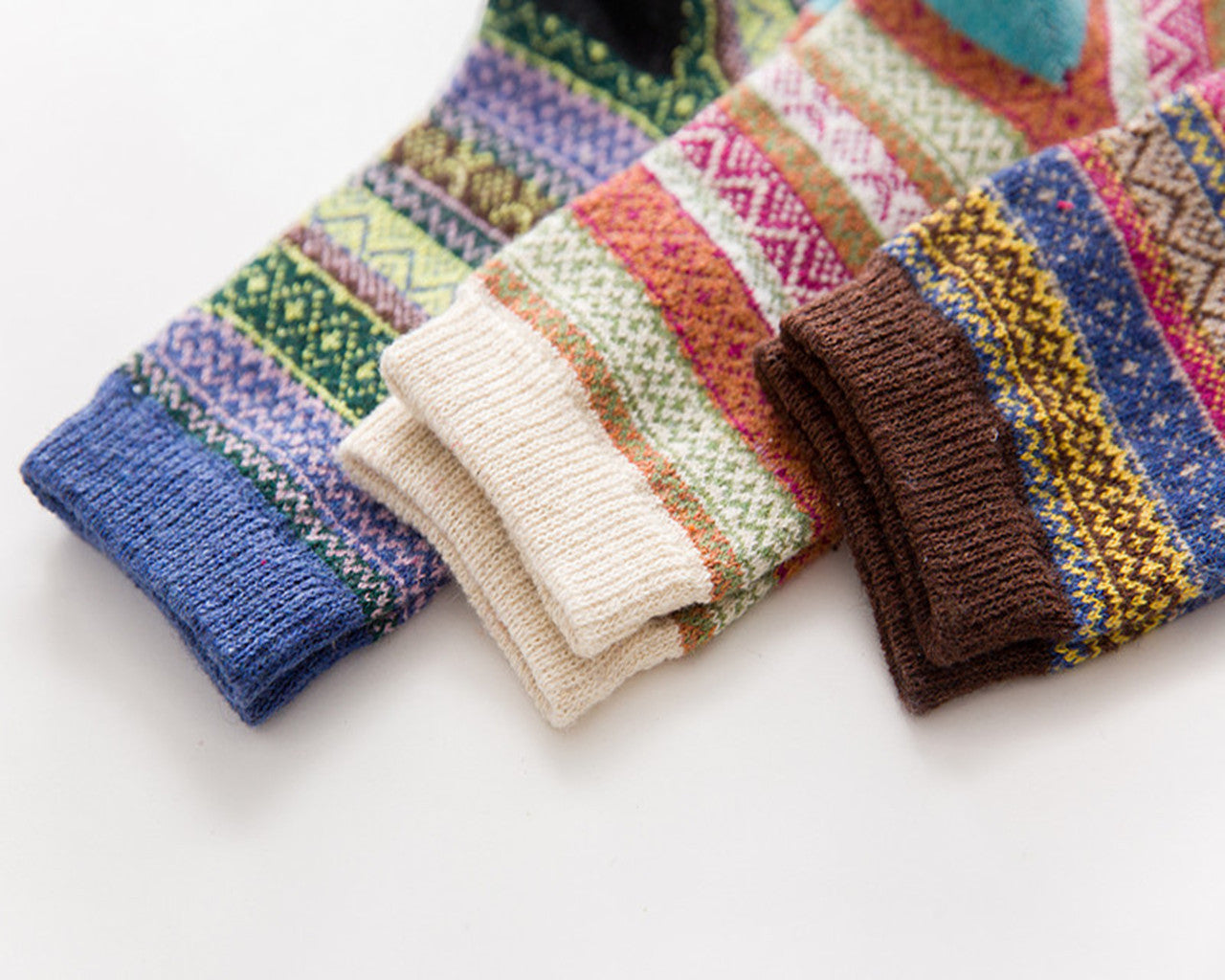 Womens Winter Warm Wool Knit Casual Crew Socks 5 Pairs