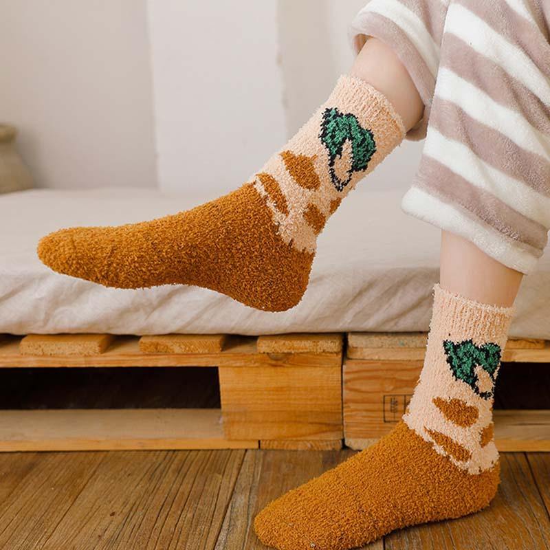 Womens Winter Warm Fuzzy Wool Slipper Socks Set Funny Cute Vegetables Series Set 5 Pairs - CHALIER