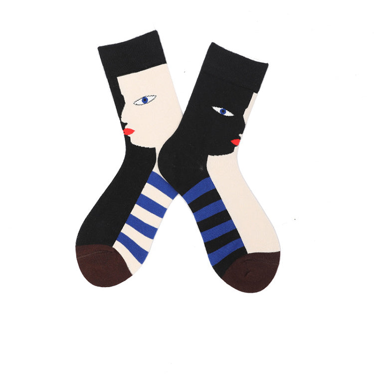 Chalier Mens Casual Cartoon Face Cotton Socks