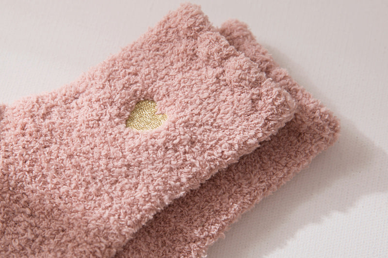 Womens Winter Warm Fuzzy Slipper Cute Love  Socks Coral Fleece Set 8 Pairs