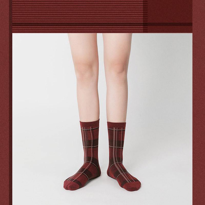 Womens Crew Happy Crazy Vintage Socks British Checkered Pattern Cartoon Sock Set - CHALIER