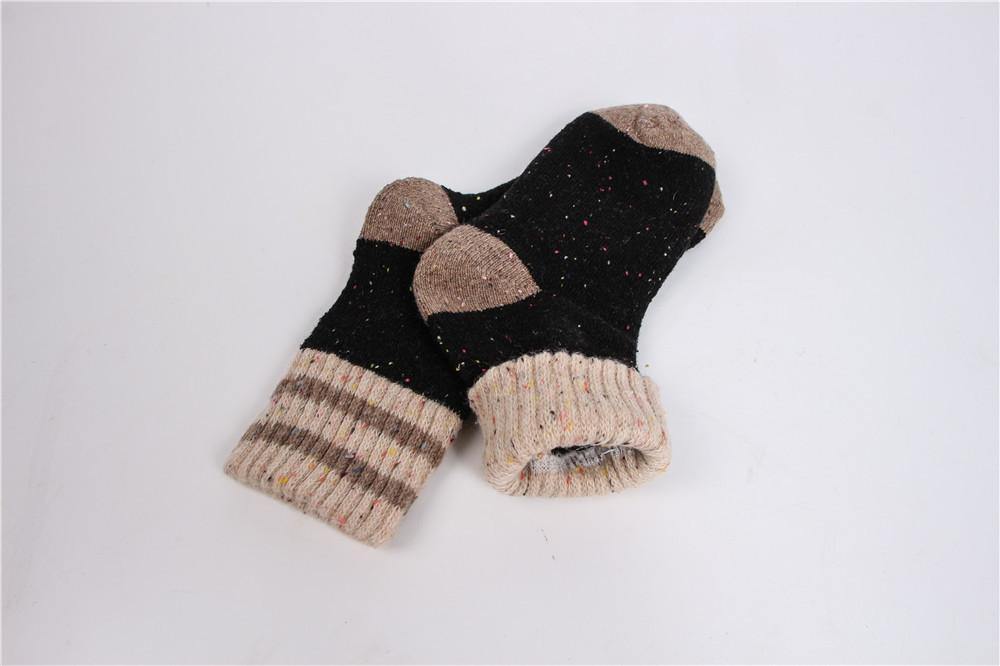 Womens Winter Wool Warm Thick Stripe Socks Fashion Solid Color Socks Set 5 Pairs - CHALIER