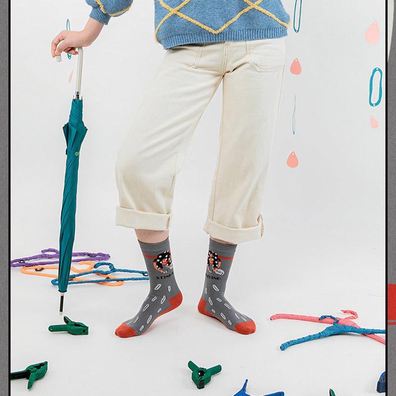 Womens Crew Happy Crazy Funny Socks Cartoon Illustration Sock Set - CHALIER