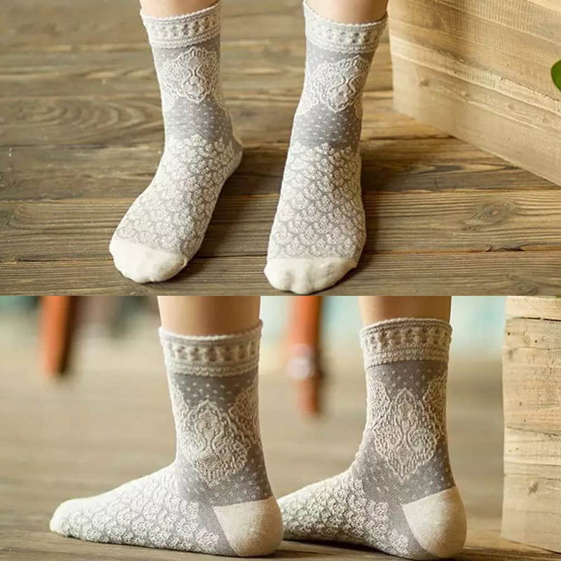 Womens Fun Socks Vintage Socks 5 Pairs Print Socks Gift