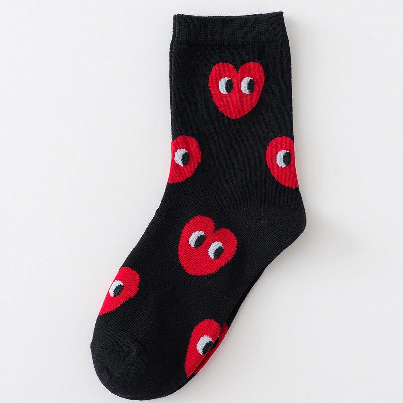 Womens Fun Socks Smiling Face Socks Hearts Cotton Socks Set 5 Pairs - CHALIER