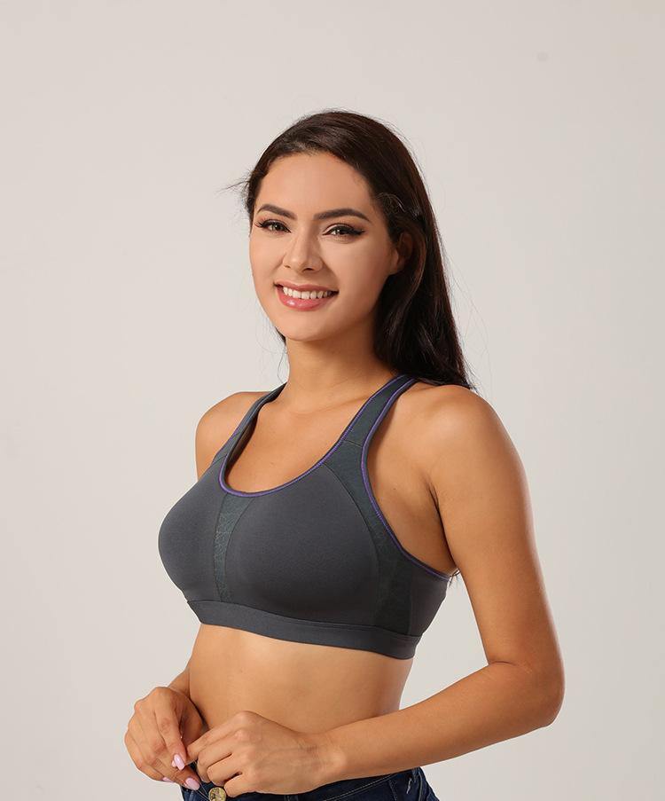 Sports Bra Full Cup High Impact Shockproof Running Fitness Yoga Beauty Back Bralette - CHALIER