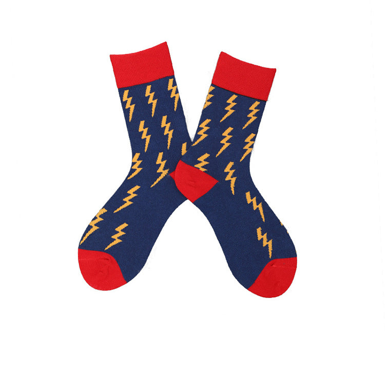 Chalier Mens Casual Cartoon Lighting Cotton Socks