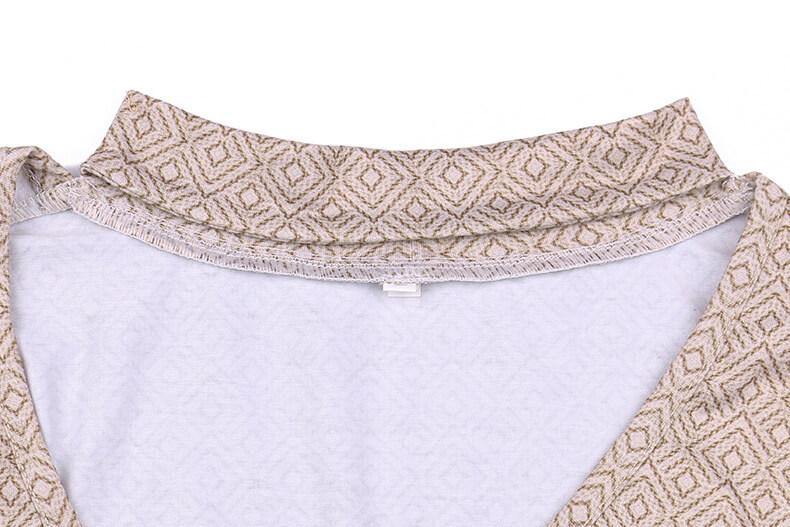 Womens Printed Bell Sleeve V Neck T-Shirt&Top - CHALIER