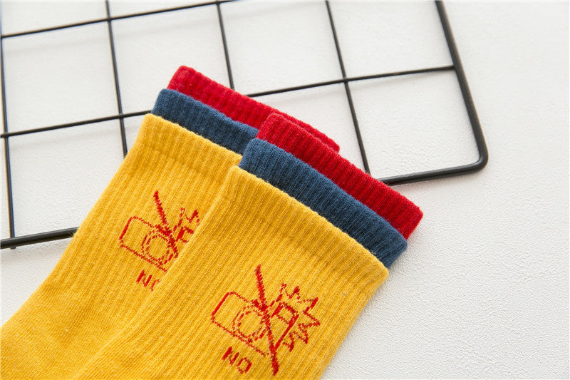 Chalier Mens Cotton Crew Casual Socks Fashion Style Yellow Unisex Socks