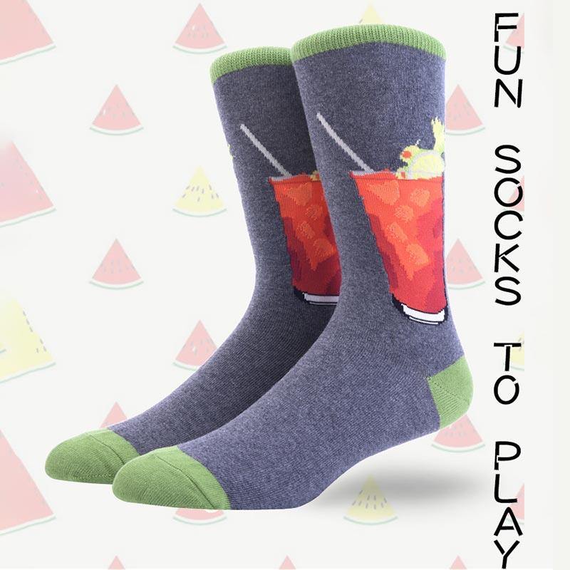 Mens Cotton Crew Crazy Fun Socks Abstract Art Novelty Hip Hop Socks - CHALIER