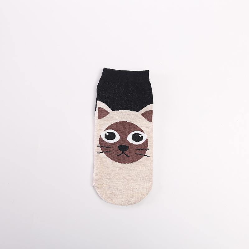 Womens Low Cut Socks Cat Dog Piggy Owl Cute Funny Animal Design Women Teen Girl 5pairs - CHALIER