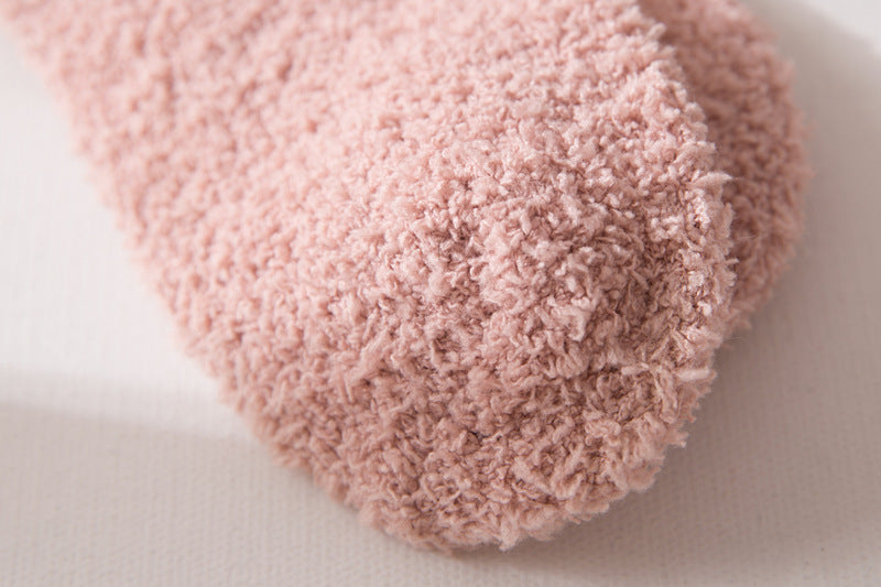 Womens Winter Warm Fuzzy Slipper Pink Cute Socks Coral Fleece