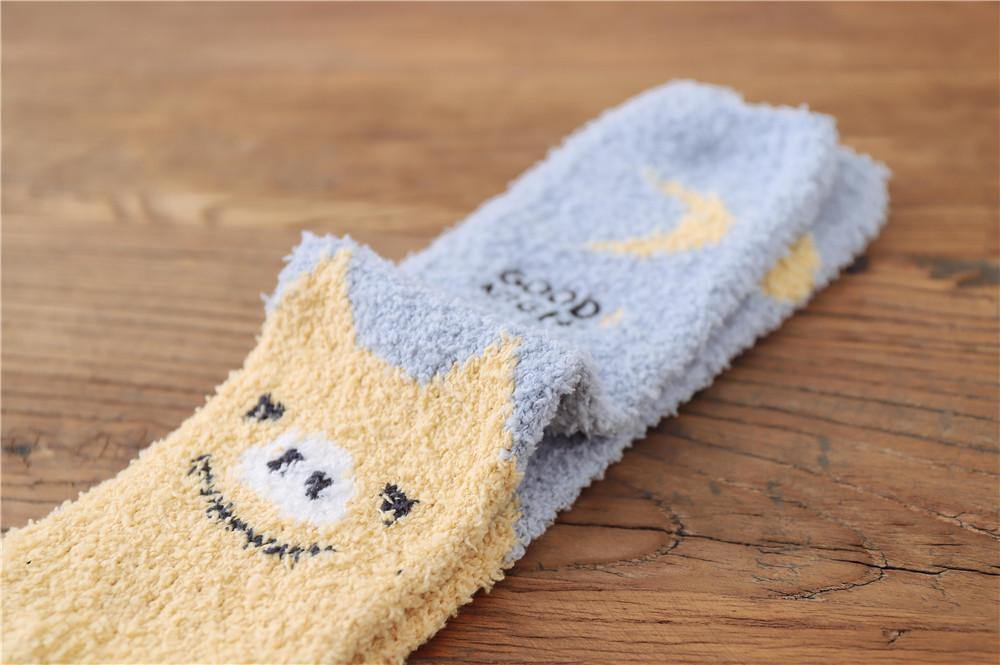 Womens Winter Warm Fuzzy Slipper Socks Cute Animals Socks Set 6 Pairs - CHALIER