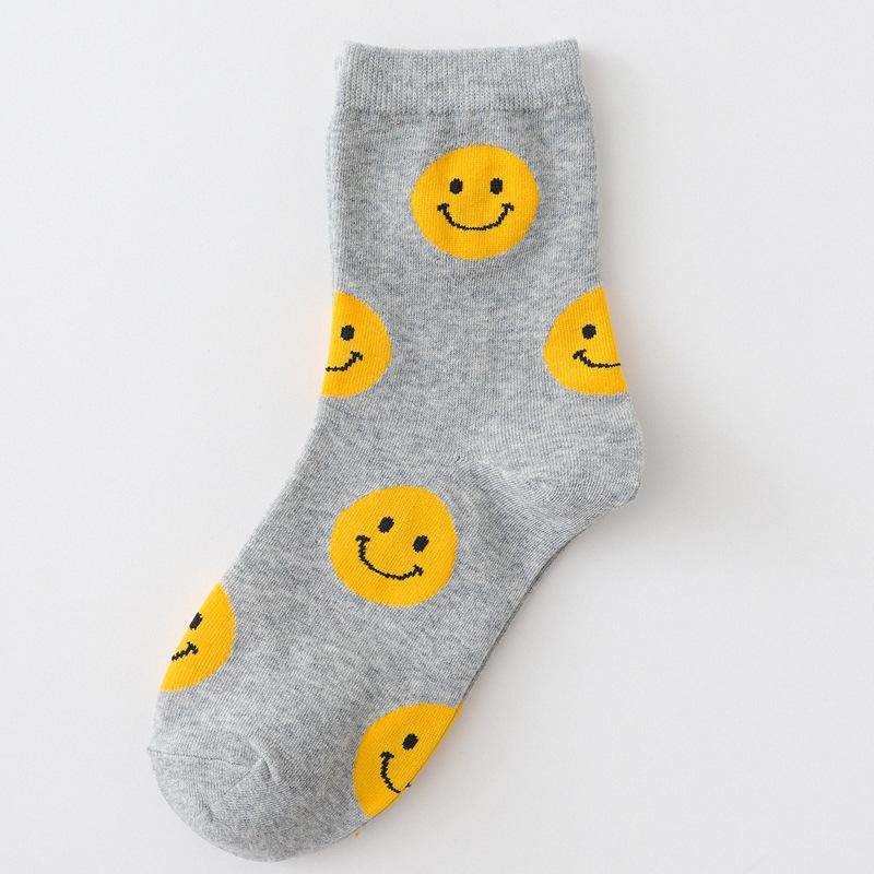 Womens Fun Socks Smiling Face Socks Hearts Cotton Socks Set 5 Pairs - CHALIER