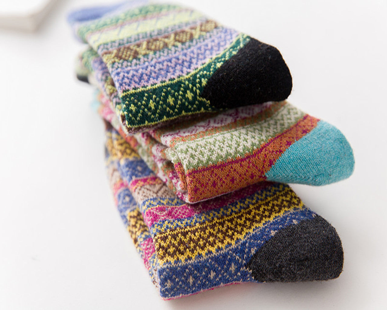 Womens Winter Warm Wool Knit Casual Crew Socks 5 Pairs