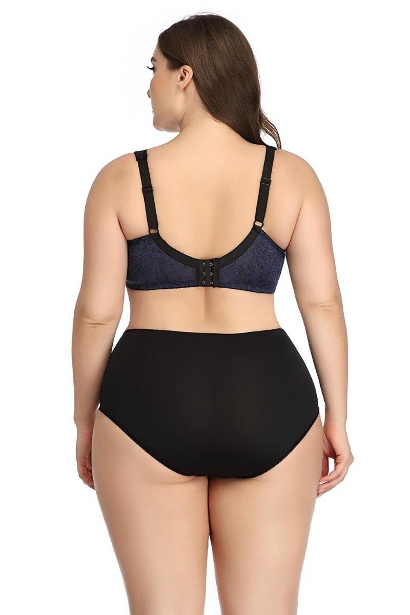 Chalier Plus Size Women's Bra Floral Printed Lace Lingerie Sets D Cup - CHALIER