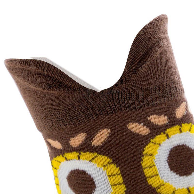Womens Cotton Crew Fun Socks Cute Owl  Ears Short Socks Set 5 Pairs - CHALIER